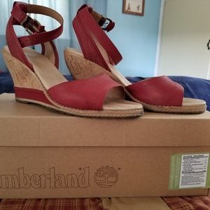 Red Timberland sandals